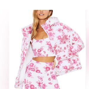 Beach Riot Desert Garden Puffer Coat – Pink & White Roses – Size XS – NWOT